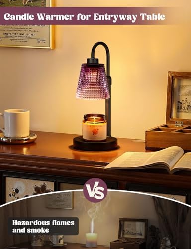 Innqoo Purple Candle Warmer Lamp with Timer, Dimmable Candle Warmer for Home Decor, Height Adjustable Candle Lamp for Jar Candles, Birthday Gifts for Women Mom, House Warming Gifts New Home - Image 5