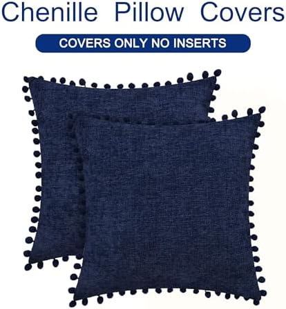 CaliTime Decorative Couch Throw Pillow Covers 18 X 18 Inches Navy Blue - Image 6