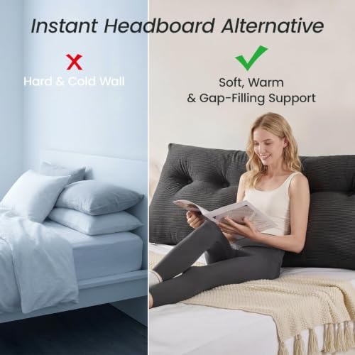 Sasttie Headboard Pillow King, Wedge Pillow Headboard, Dark Grey - Image 2