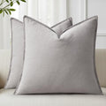 decorUhome Fall Light Grey Linen Throw Pillow Covers 16x16 Set of 2 by decorUhome