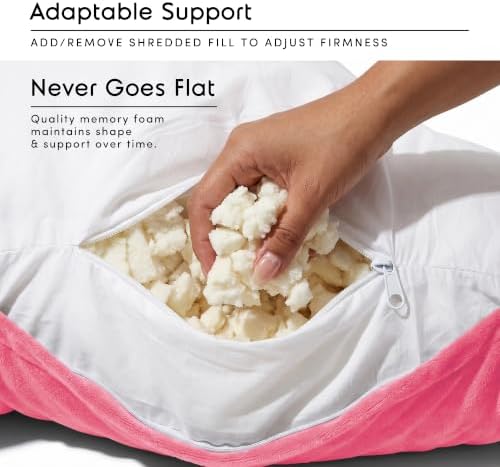 Nestl Reading Pillow for Bed, Back Pillow for Sitting Up in Bed, Light Pink - Image 3