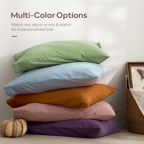 JELLYMONI 100% Washed Cotton Pillowcases, Envelope Closure 2-Pack - Image 7