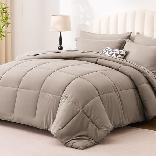 Love's cabin Queen Comforter Set Light Brown, 7 Pieces Queen Bed in a Bag - Image 2