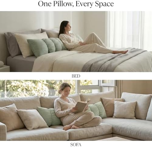 Pat. Pend. Segmented Long Bed Pillow, 47 Inch, Celadon Green - Image 4