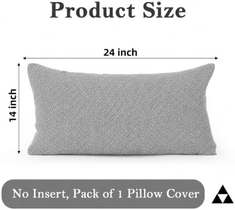 JoraLion 14x24 inch Boucle Lumbar Pillow Cover, Light Gray Woven Texture - Image 4