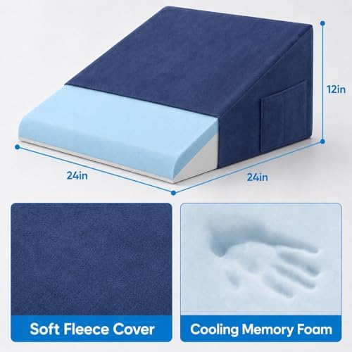 OAISZ Wedge Pillow for Sleep Apnea, 12-Inch Memory Foam Top - Image 3