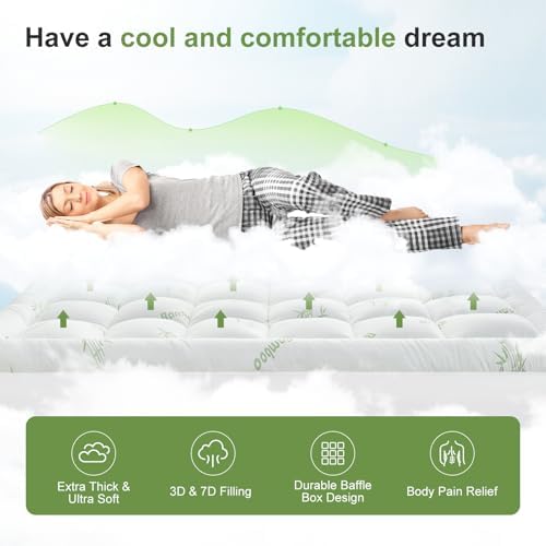 Full Size Mattress Topper Viscose Derived from Bamboo, Soft Thick Pillow Top - Image 2