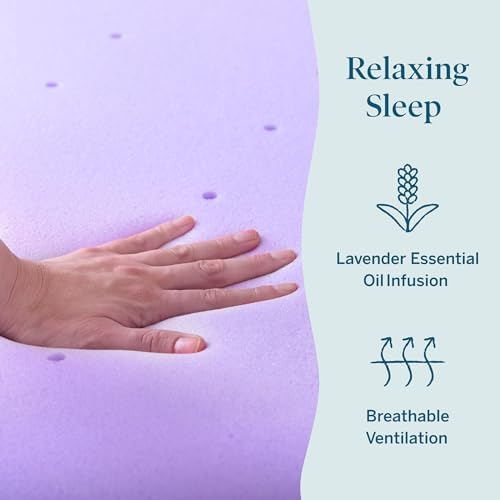 Lucid® 4" Lavender Memory Foam Mattress Topper – CertiPUR-US® - Image 2