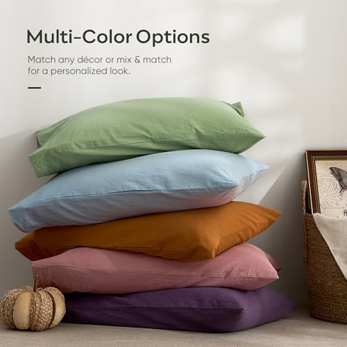 JELLYMONI 100% Washed Cotton Pillowcases, Envelope Closure 2-Pack - Image 7