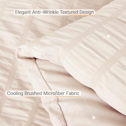MUXHOMO 7 Pieces Oversized King Comforter Set, Seersucker Bed in a Bag - Image 6