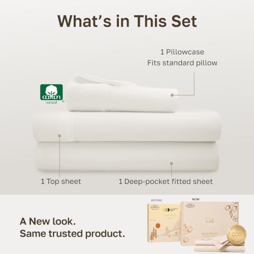 California Design Den Soft 100% Cotton Sateen Twin Bed Sheets Set - Image 3