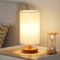 Fenmzee Small Table Lamps (Cream Shade - Walnut Base, 9" Inline Control) by Fenmzeelighting