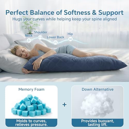 BEDELITE Cooling Body Pillow, Memory Foam Filled, 20x54 Inches - Image 4
