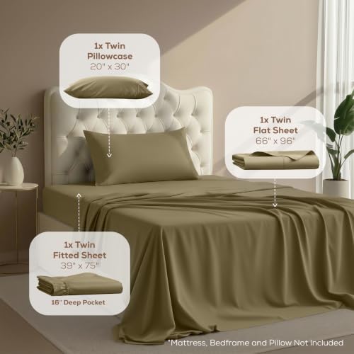 Twin Sheets Set, 3 Pieces 16" Deep Pocket Hotel Luxury Bed Sheets - Image 2