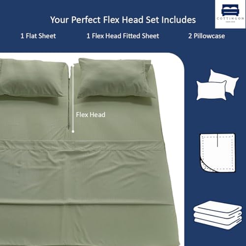 4 Piece Flex Head King Sheet Set 34" Top, 100% Egyptian Cotton - Image 3