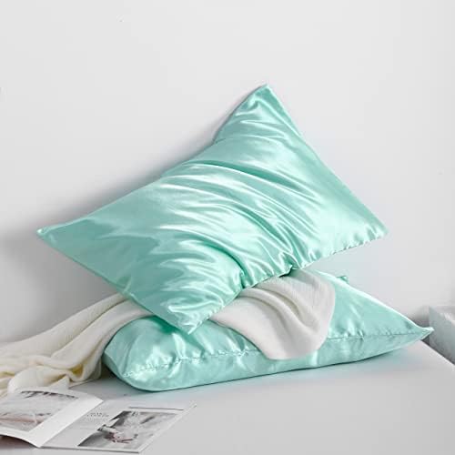 NTBAY Queen Satin Pillowcases, Light Blue - Image 3