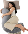 QUEEN ROSE Body Pillow for Side Sleepers, S Shaped Hug Pillow, Velvet Grey by QUEENROSE