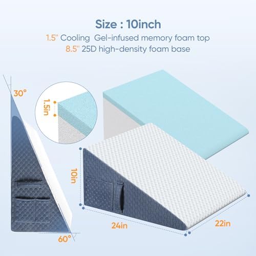 Welzona Wedge Pillow for Sleep Apnea, 10inch Bed Wedge - Image 2