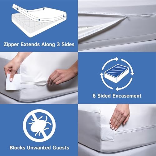 Futon Full Mattress Protector Waterproof Zippered Encasement Premium White Bed - Image 5