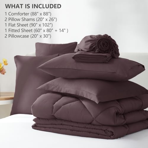 CozyLux Queen Comforter Set 88"x88" Cocoa Powder - Image 6