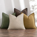 MIULEE Neutral Green/Brown Boho Linen Pillow Covers 18x18 Inch Pack of 4 by MIULEE