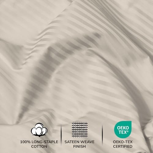 Feather & Stitch 100% Cotton Sateen 500 TC King Size Bed Sheet Set - Image 5
