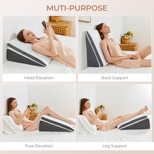 Vekkia Wedge Pillow for Sleep Apnea&Back Pain, Memory Foam Pillow Wedge - Image 7