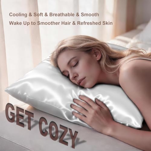 LYSHIN White Silk Pillow Cases 2 Pack King Size - Image 5