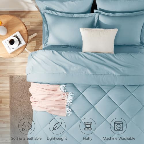 CozyLux Queen Comforter Set 88"x88" Light Blue - Image 2