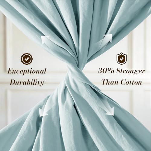 SONORO KATE 100% French Linen Queen Size Sheets Set, Natural Flax Bedding - Image 4