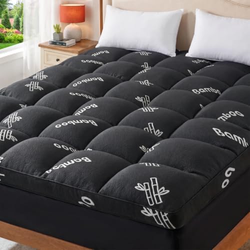 ELEMUSE King Size Bamboo Viscose Mattress Topper, Thick Pillow Top Pad by ELEMUSE