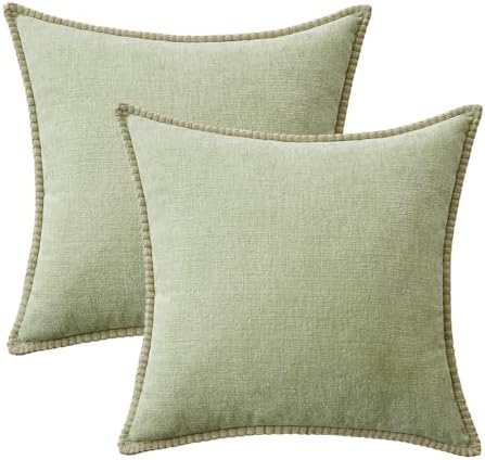 MIULEE Decorative Couch Throw Pillow Covers 18x18 Inch Light Green 2 Pack - Image 6