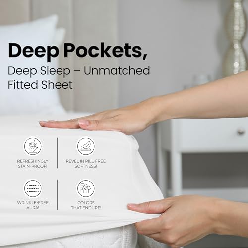 Pack of 2 Twin XL Fitted Sheet, Fits Up to 15 Inch Deep Pocket - Image 3