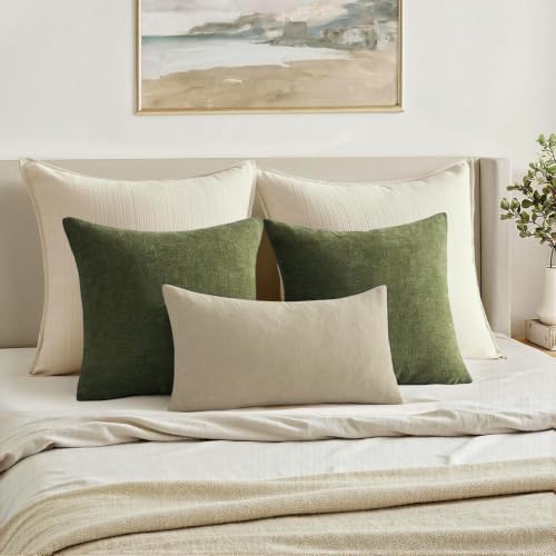 MIULEE Light Taupe Chenille Couch Lumbar Throw Pillow Covers - Image 5