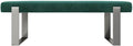 VANT Upholstered Bed Bench - Velvet Emerald Green - Brushed Nickel - Contemporary Modern, Bedroom Bench Seat, Hallway, or Entryway