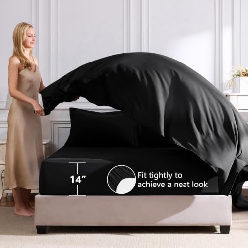 CozyLux Queen Comforter Set 88"x88" Black - Image 5