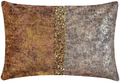 The HomeCentric Pack of 2 Decorative Lumbar Pillow Cover Rust & Gold, Sequins by TheHomeCentric