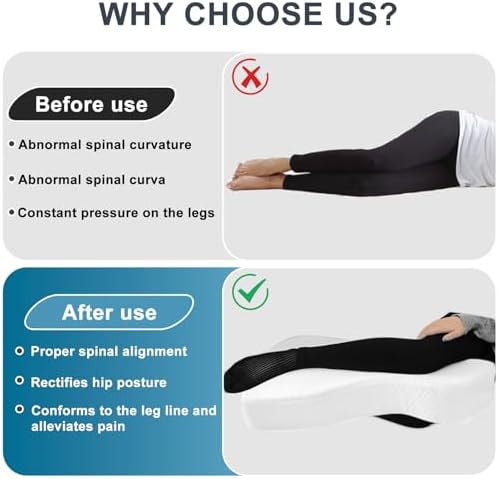 Knee Pillow for Side Sleepers, 100% Memory Foam Filling Leg Pillow for Side - Image 6