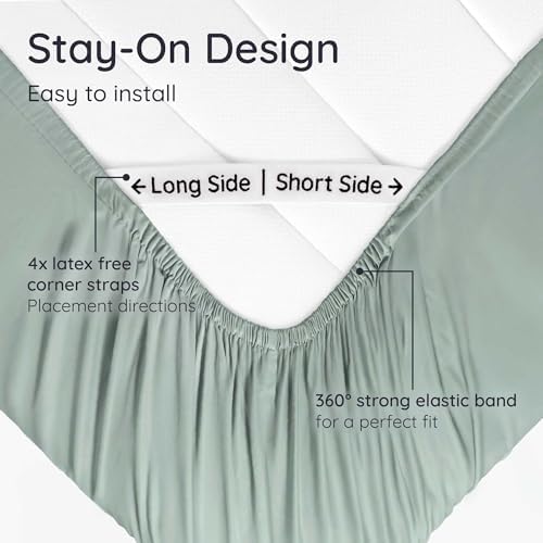 Bambaw Fitted Sheet with Elastic Corner Straps, 100% Viscose Derived from - Image 6