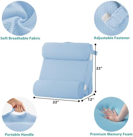 Bedluxe Adjustable 4pcs Bed Wedge Pillow Set, Memory Foam Wedges Pillow Post - Image 3