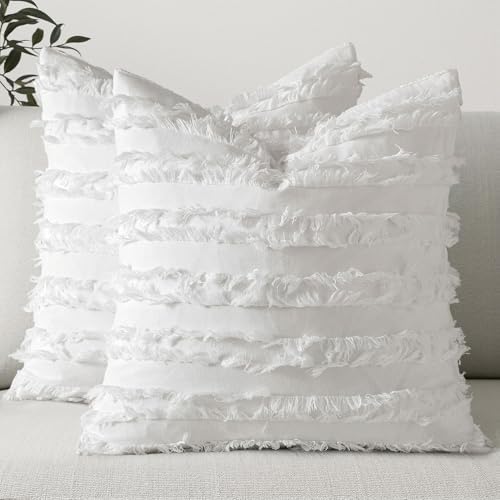 MIULEE Boho Linen Striped Throw Pillow Covers 18x18 by MIULEE