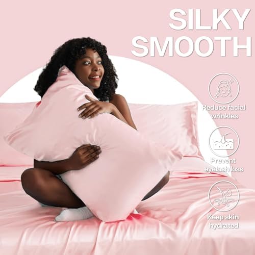 MR&HM Satin Pillowcase 2 Pack, King Size 20"x40", Light Pink - Image 3