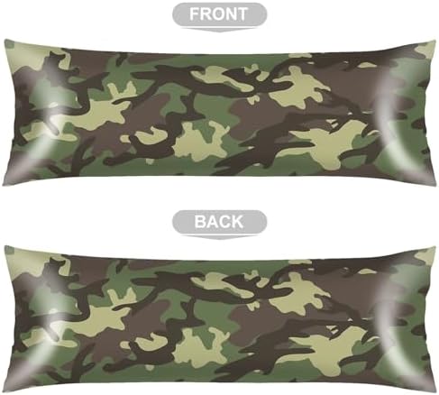 Silk Satin Body Pillow Cover for Hair and Skin, Army Green Long Pillow Case - Image 3