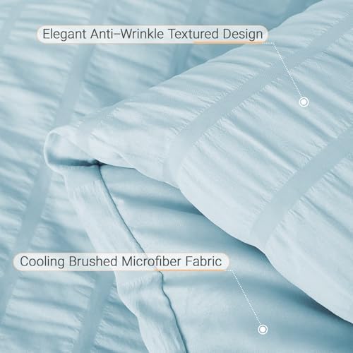 MUXHOMO 7 Pieces Oversized King Comforter Set, Seersucker Bed in a Bag - Image 6
