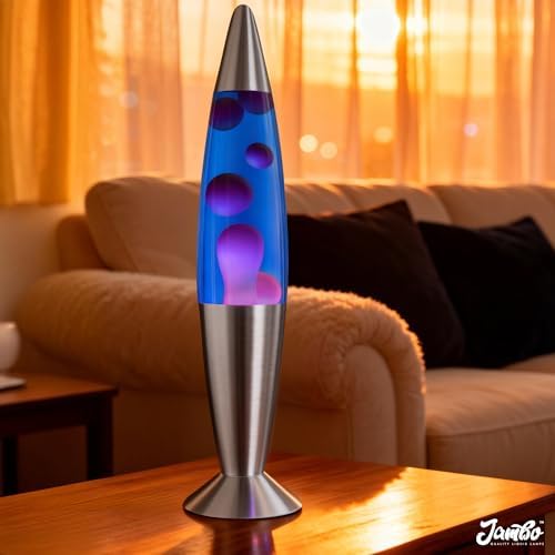 JAMBO 16" Beautiful Liquid Lamp- Blue with Purple Wax, Relaxing Magma Light, Night Light Nightlight, Home Decor Living Room Office Bedroom Lamp for Adults Teens Kids - Image 6