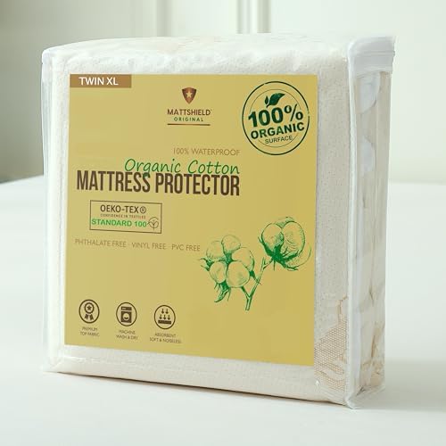 Deluxe Waterproof Organic Cotton Mattress Protector Twin XL Size by MATTSHIELDORIGINAL