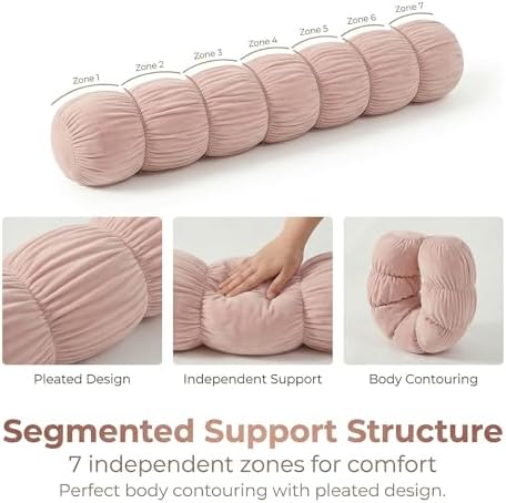 Pat. Pend. Small Body Pillow for Adults, 39 Inch, Soft Pastel Pink - Image 4
