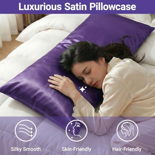 1 Pack Satin Pillowcase Purple Body Size 20x54 Inch - Image 3