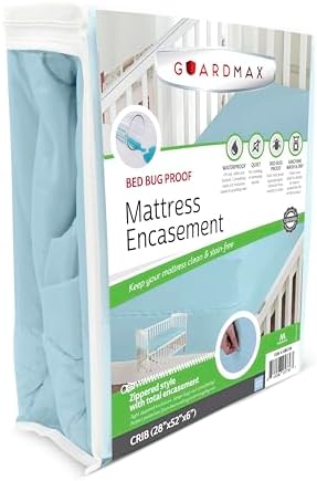 Guardmax Crib Mattress Protector Zippered, Bed Bug Mattress Cover by Guardmax
