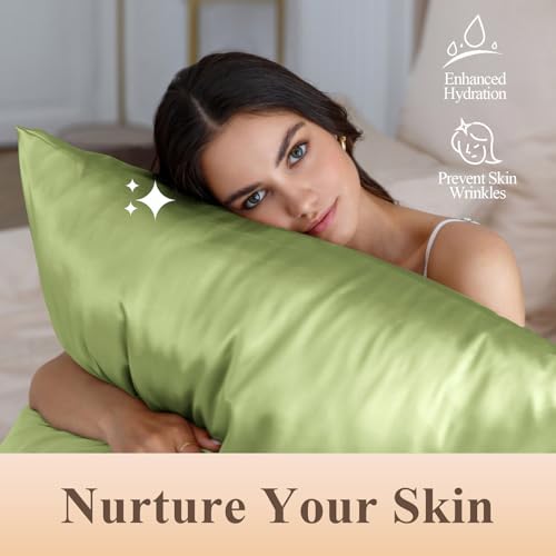Silk Like Satin Pillowcase King Size, Sage Green, 2 Pack, 20x36 Inches - Image 4